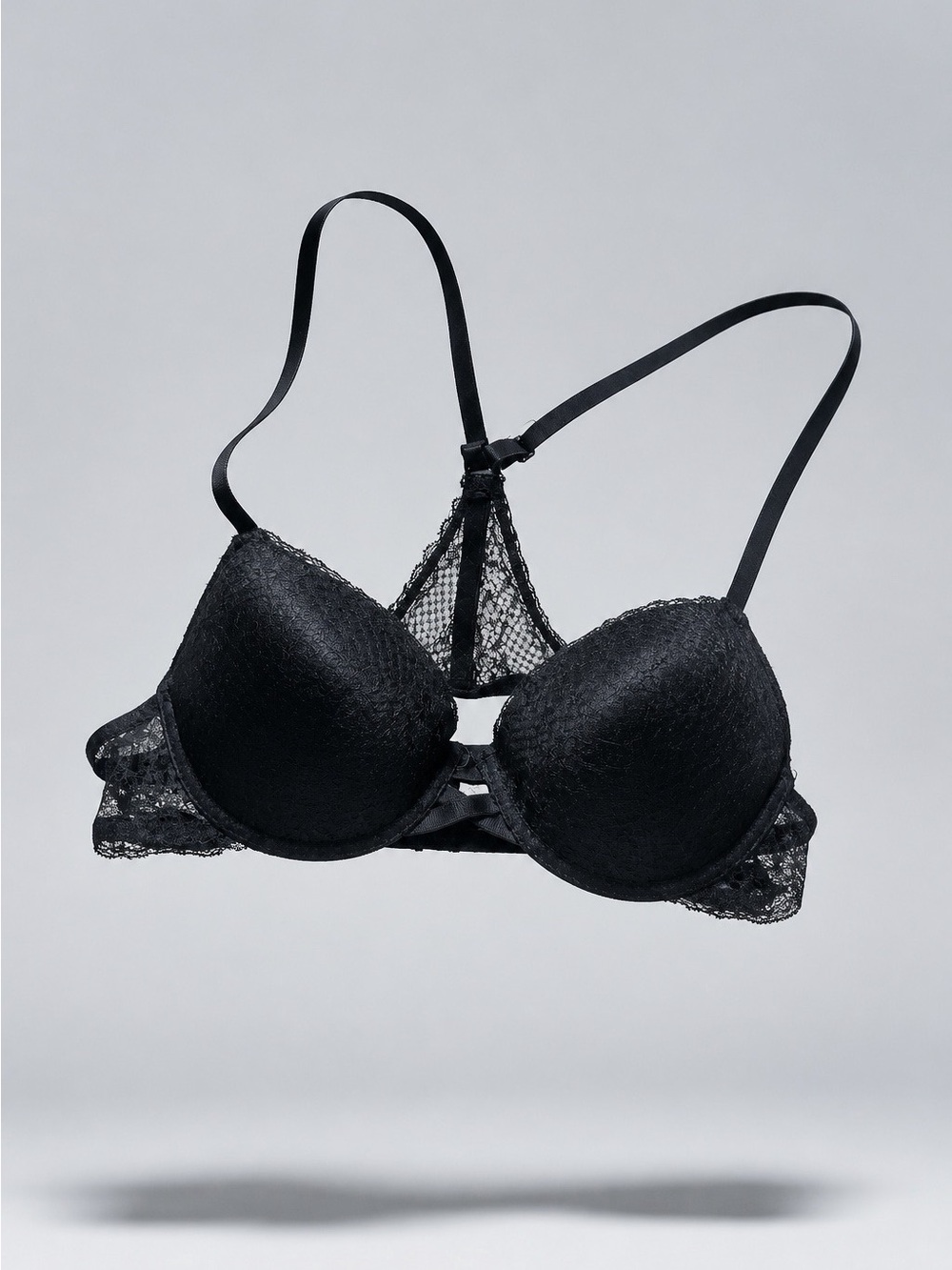 XOXO Black Lace Racerback Push-Up Bra